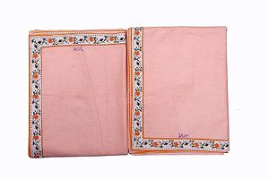 Peach Cotton Bordered 2 Single Bedsheet Only-thumb2