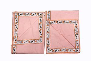 Peach Cotton Bordered 2 Single Bedsheet Only-thumb3