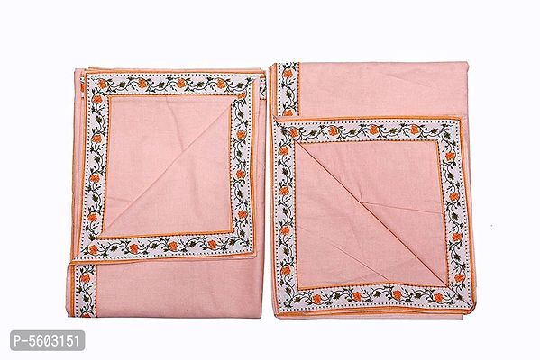 Peach Cotton Bordered 2 Single Bedsheet Only-thumb4