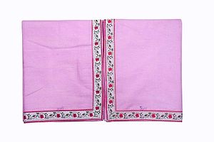 Pink Cotton Bordered 2 Single Bedsheet Only-thumb1