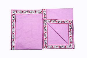 Pink Cotton Bordered 2 Single Bedsheet Only-thumb2