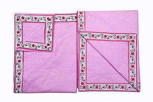 Pink Cotton Bordered 2 Single Bedsheet Only-thumb3