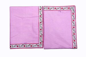 Pink Cotton Bordered 2 Single Bedsheet Only-thumb4