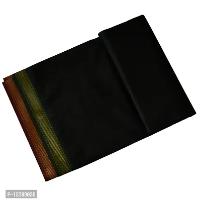 ABHIKRAM 100% Pure Cotton Lungi for Men Stylish, Soft and Comfortable Border Design 2.15 METER (Black)