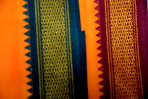 ABHIKRAM 100% Pure Cotton Lungi for Men Stylish, Soft and Comfortable Border Design 2.15 METER (Mango)-thumb3
