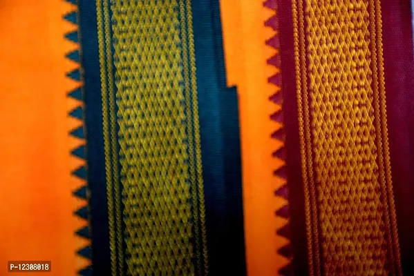 ABHIKRAM 100% Pure Cotton Lungi for Men Stylish, Soft and Comfortable Border Design 2.15 METER (Mango)-thumb4