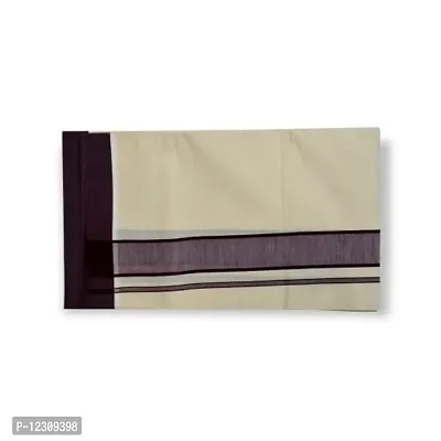 ABHIKRAM Men?s 100% Cotton Multiborder Lungi 2.25 Mtrs Temple Wear Dhoti/Veshti/Mundu Pack Of 1 (Cream)-thumb5