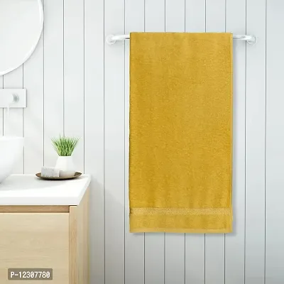 ABHIKRAM Quick Dry Bath Towel 100% Cotton Soft, Fluffy & Super Absorbent 375 GSM Bath|Beach| Hand Towel Solid, 28 inch X 59 inch (Yellow)-thumb0