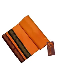 ABHIKRAM 100% Pure Cotton Lungi for Men Stylish, Soft and Comfortable Border Design 2.15 METER (Mango)-thumb1
