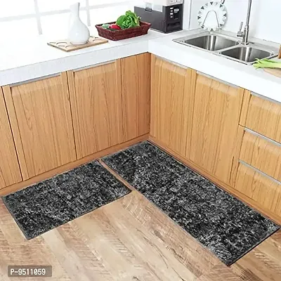 Polyester Fabric Multipurpose Ultra Soft Shaggy Anti Skid Anti slip Runners for bathroom and Batroom Mats with Rubber Backing Water Absorbing Rug Mat for Bathroom Kitchen Bedroom Door P-thumb0