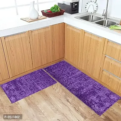 Polyester Fabric Multipurpose Ultra Soft Shaggy Anti Skid Anti slip Runners for bathroom and Batroom Mats with Rubber Backing Water Absorbing Rug Mat for Bathroom Kitchen Bedroom Door P-thumb0