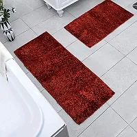 Polyester Fabric Multipurpose Ultra Soft Shaggy Anti Skid Anti slip Runners for bathroom and Batroom Mats with Rubber Backing Water Absorbing Rug Mat for Bathroom Kitchen Bedroom Door Passage-thumb1