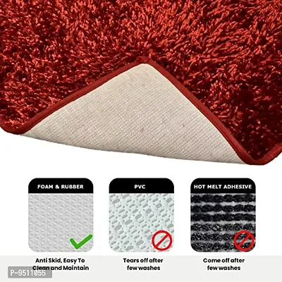 Polyester Fabric Multipurpose Ultra Soft Shaggy Anti Skid Anti slip Runners for bathroom and Batroom Mats with Rubber Backing Water Absorbing Rug Mat for Bathroom Kitchen Bedroom Door Passage-thumb5
