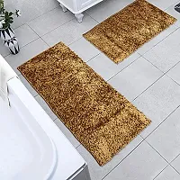 Polyester Fabric Multipurpose Ultra Soft Shaggy Anti Skid Anti slip Runners for bathroom and Batroom Mats with Rubber Backing Water Absorbing Rug Mat for Bathroom Kitchen Bedroom Door P-thumb1