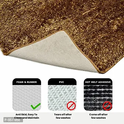 Polyester Fabric Multipurpose Ultra Soft Shaggy Anti Skid Anti slip Runners for bathroom and Batroom Mats with Rubber Backing Water Absorbing Rug Mat for Bathroom Kitchen Bedroom Door P-thumb3
