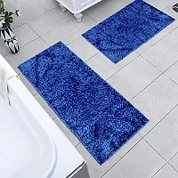Polyester Fabric Multipurpose Ultra Soft Shaggy Anti Skid Anti slip Runners for bathroom and Batroom Mats with Rubber Backing Water Absorbing Rug Mat for Bathroom Kitchen Bedroom Door P-thumb1