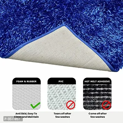 Polyester Fabric Multipurpose Ultra Soft Shaggy Anti Skid Anti slip Runners for bathroom and Batroom Mats with Rubber Backing Water Absorbing Rug Mat for Bathroom Kitchen Bedroom Door P-thumb3