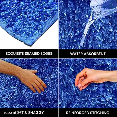 Polyester Fabric Multipurpose Ultra Soft Shaggy Anti Skid Anti slip Runners for bathroom and Batroom Mats with Rubber Backing Water Absorbing Rug Mat for Bathroom Kitchen Bedroom Door P-thumb4