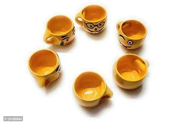 Useful Ceramic Yellow Emoji Smiley Coffee Mug Tea Cup Set- 6 Pieces Set-thumb3