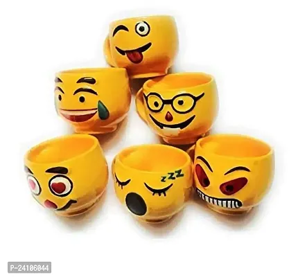 Useful Ceramic Yellow Emoji Smiley Coffee Mug Tea Cup Set- 6 Pieces Set-thumb0