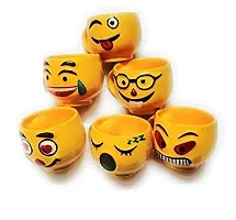 Useful Ceramic Yellow Emoji Smiley Coffee Mug Tea Cup Set- 6 Pieces Set-thumb3