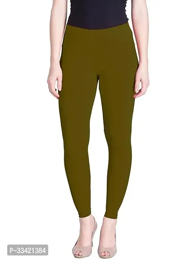 Fabulous Olive Cotton Solid Leggings For Women-thumb0