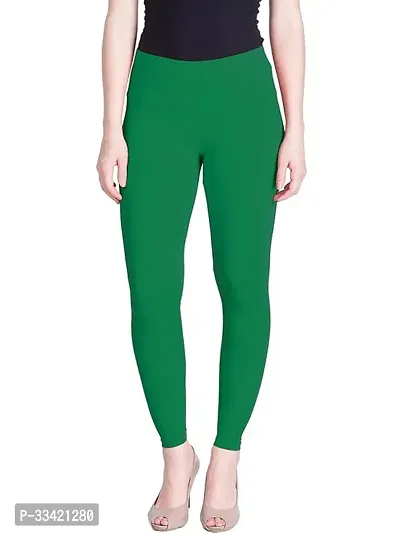 Fabulous Green Cotton Solid Leggings For Women-thumb0