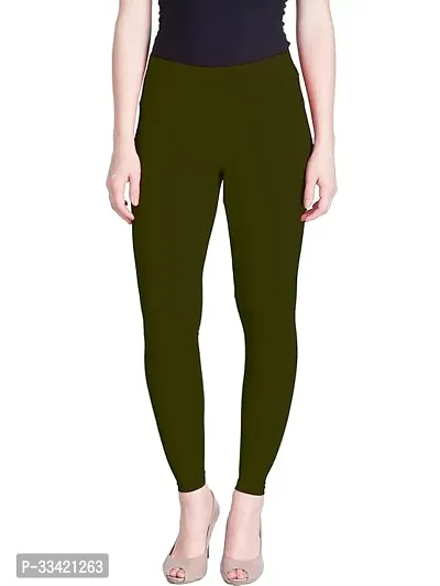 Fabulous Olive Cotton Solid Leggings For Women-thumb0