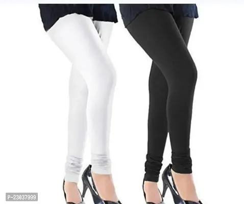 Classic Cotton Blend Solid Leggings For Women , Pack Of 2-thumb0