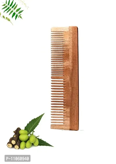 Eco-Friendly Pure Neem Wooden Dual Tooth Comb For Women  Men For Hair Growth