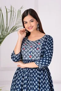 Trendy Blue Printed Viscose Rayon Anarkali Kurta For Women-thumb4