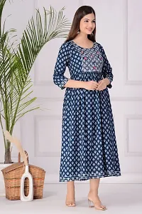 Trendy Blue Printed Viscose Rayon Anarkali Kurta For Women-thumb3