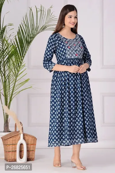 Trendy Blue Printed Viscose Rayon Anarkali Kurta For Women-thumb4