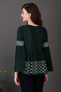 Elegant Green Viscose Rayon Printed Top For Women-thumb1