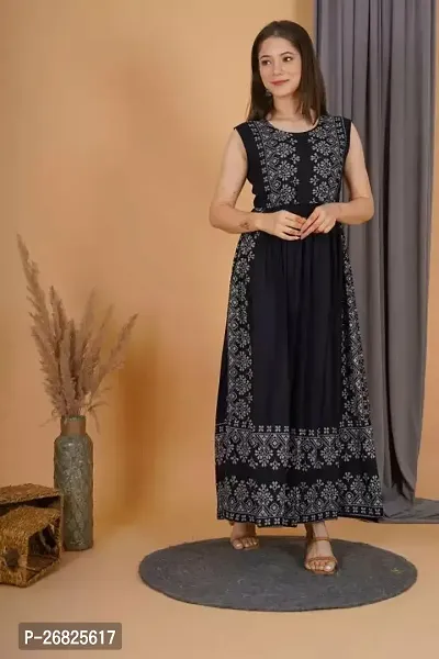 Trendy Black Printed Viscose Rayon A-Line Kurta For Women-thumb5