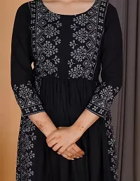 Trendy Black Printed Viscose Rayon A-Line Kurta For Women-thumb4