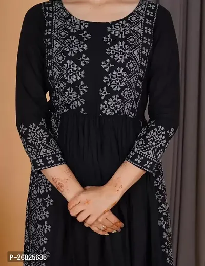 Trendy Black Printed Viscose Rayon A-Line Kurta For Women-thumb5