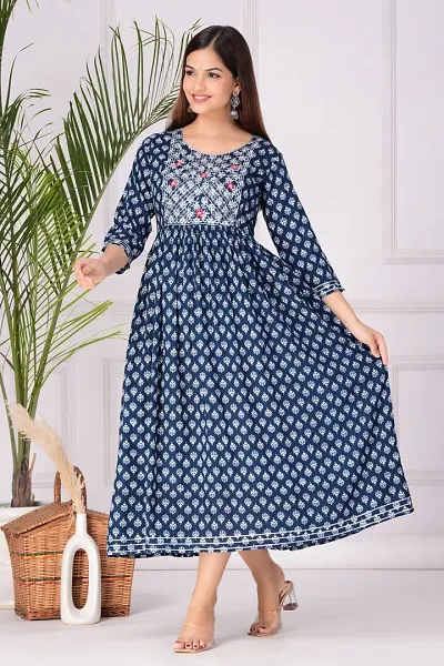 Fancy Viscose Rayon Anarkali Printed Kurta