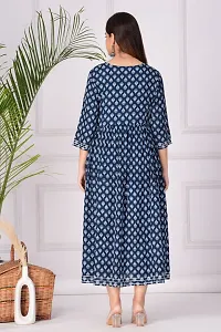 Trendy Blue Printed Viscose Rayon Anarkali Kurta For Women-thumb1