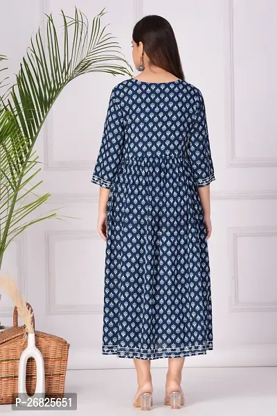 Trendy Blue Printed Viscose Rayon Anarkali Kurta For Women-thumb2