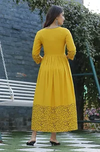 Trendy Yellow Printed Viscose Rayon Anarkali Kurta For Women-thumb1