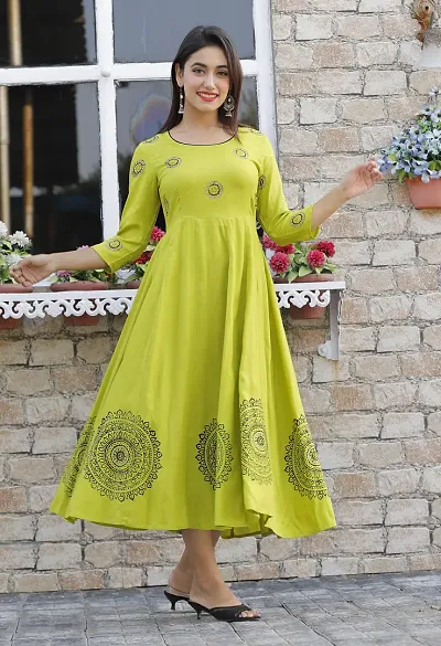 Butea Crape Hand Blocked Anarkali Kurti