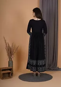 Trendy Black Printed Viscose Rayon A-Line Kurta For Women-thumb1