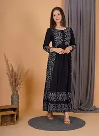 Trendy Black Printed Viscose Rayon A-Line Kurta For Women-thumb3