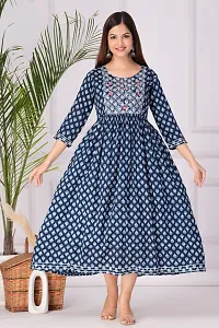 Trendy Blue Printed Viscose Rayon Anarkali Kurta For Women-thumb2