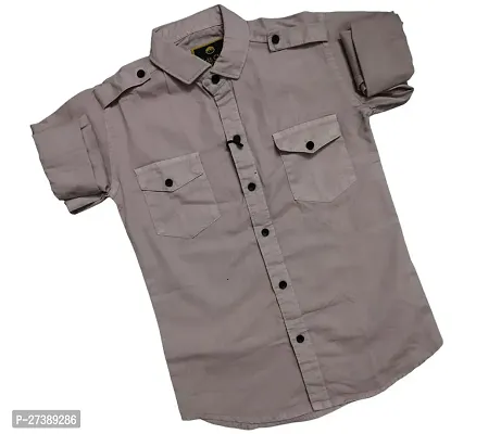 Stylish Beige Cotton Checked Shirts For Boys-thumb0