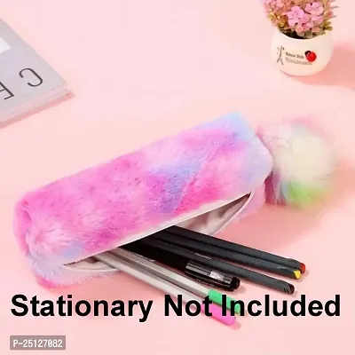 Rainbow Color Unicorn Soft Fur Pouch Multipurpose Unicorn Pencil Case, Pencil Pouch for Girls, Cute Fur Pouch COMBO SET-thumb2