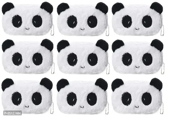 Soft Animal Panda Fur Pouch for Kids Birthday Gift and Return Gifts (Pack of 9)