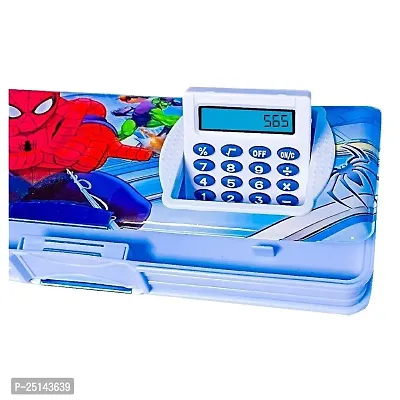Spiderman Calculator Pencil Box And Unicorn fur Pouch Combo Set For Boys And Girls-thumb4