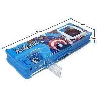 Captain america Calculator Pencil Box And Unicorn fur Pouch Combo Set For Boys And Girls-thumb1